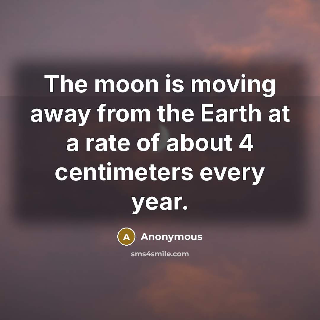 “The moon is moving away from the Earth at a rate of about 4 centimeters every year.” quote by Anonymous