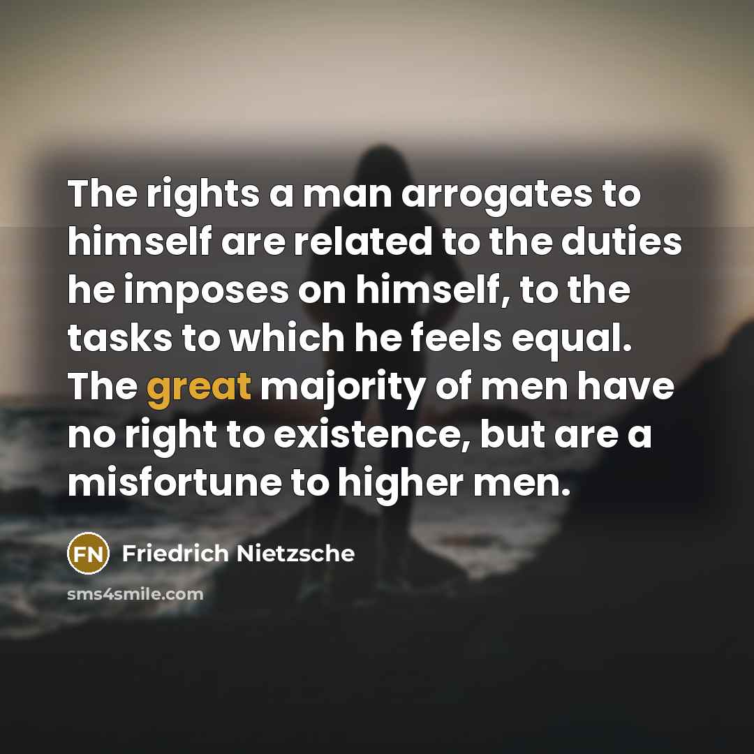“The rights a man arrogates to himself are related to…” quote by Friedrich Nietzsche