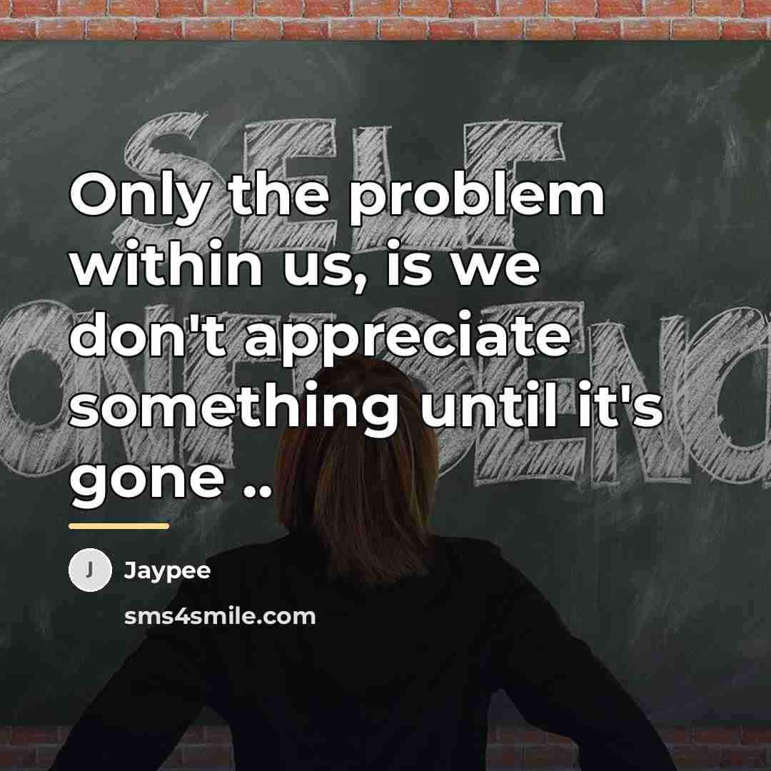 “Only the problem within us, is we don't appreciate something…” quote by Jaypee