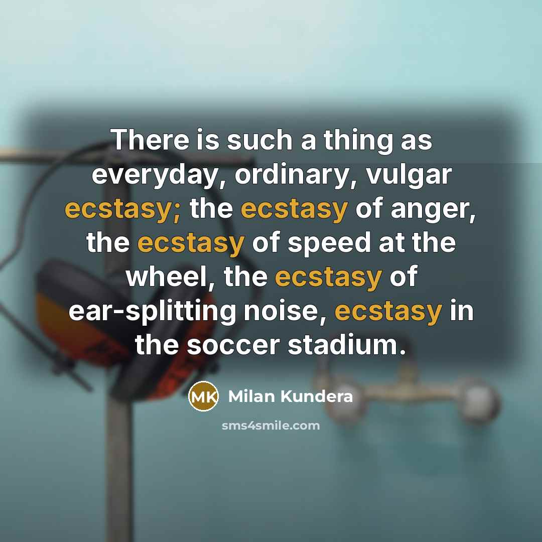 “There is such a thing as everyday, ordinary, vulgar ecstasy;…” quote by Milan Kundera