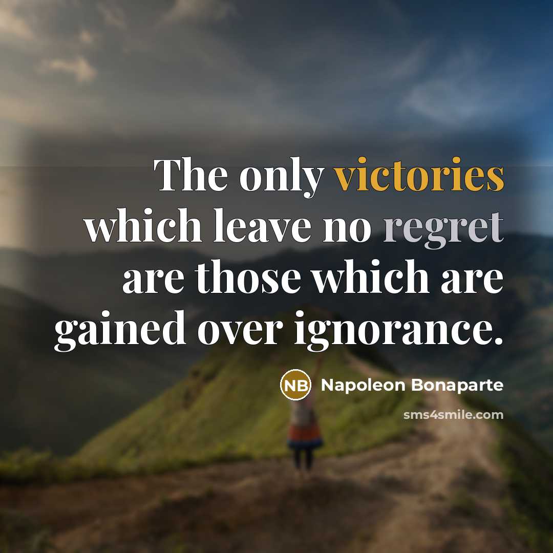 “The only victories which leave no regret are those which…” quote by Napoleon Bonaparte