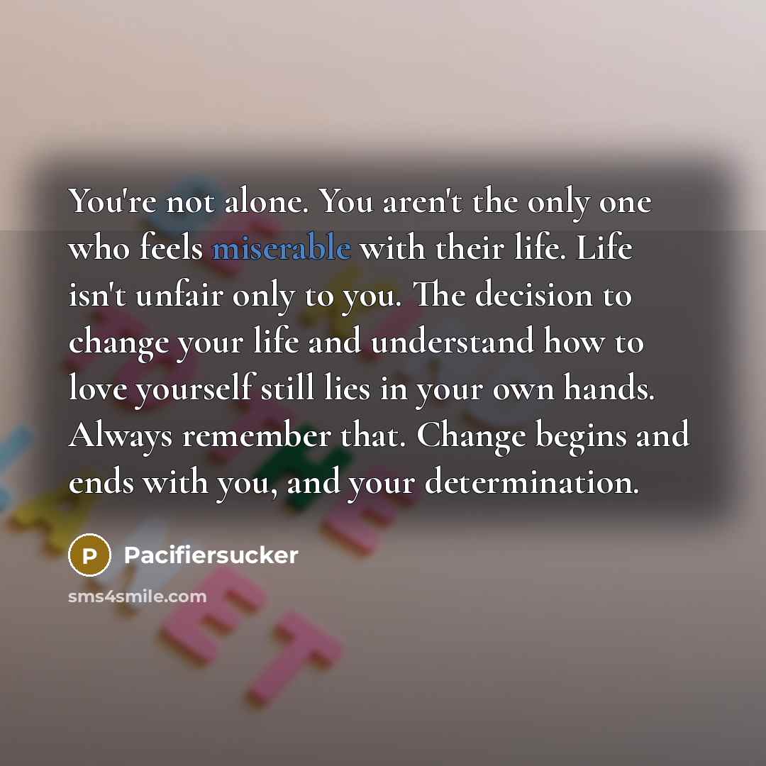 “You're not alone. You aren't the only one who feels…” quote by Pacifiersucker