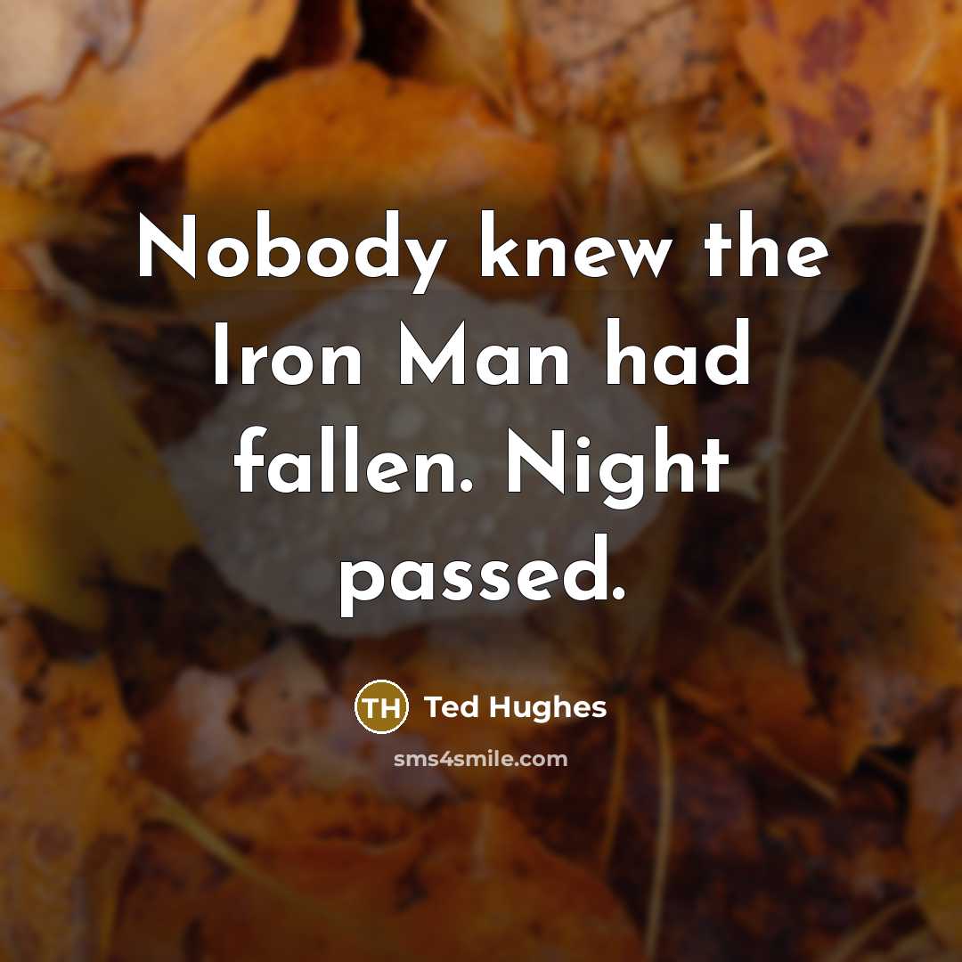 “Nobody knew the Iron Man had fallen. Night passed.…” quote by Ted Hughes