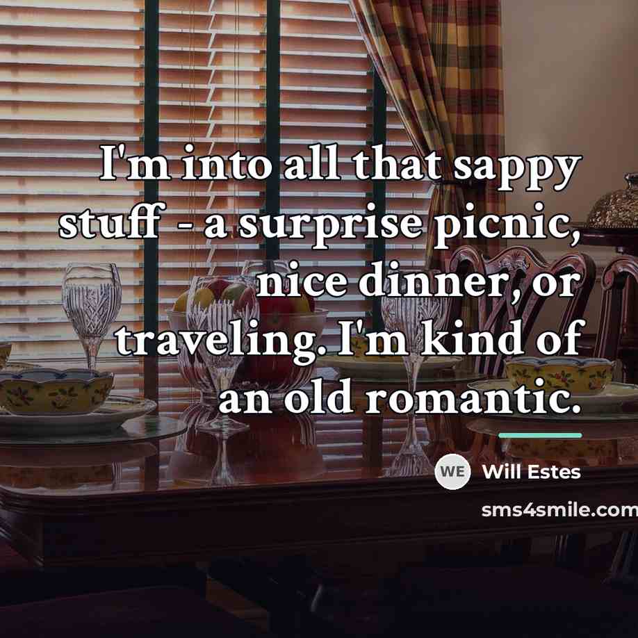 “I'm into all that sappy stuff - a surprise picnic,…” quote by Will Estes
