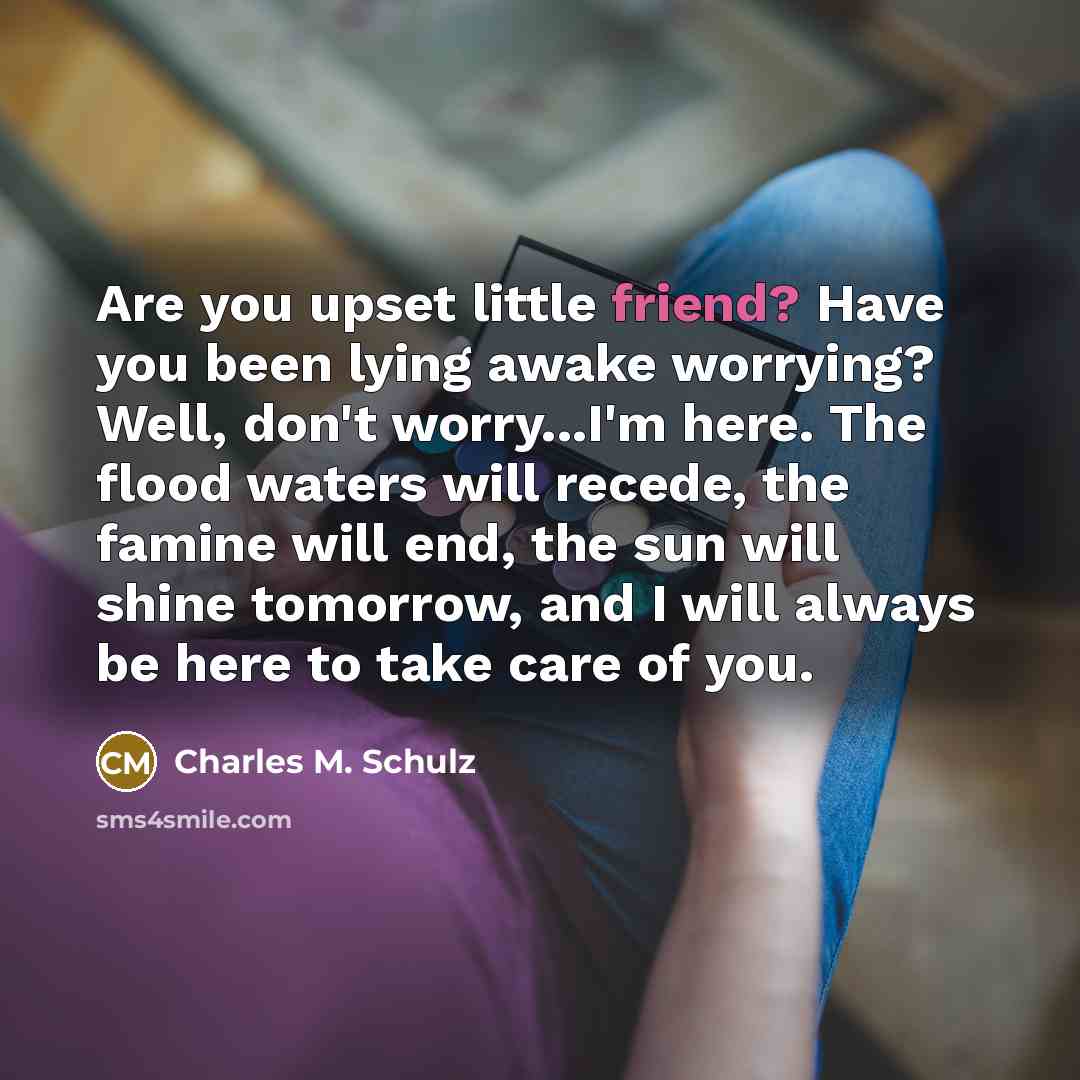 “Are you upset little friend? Have you been lying awake…” quote by Charles M. Schulz