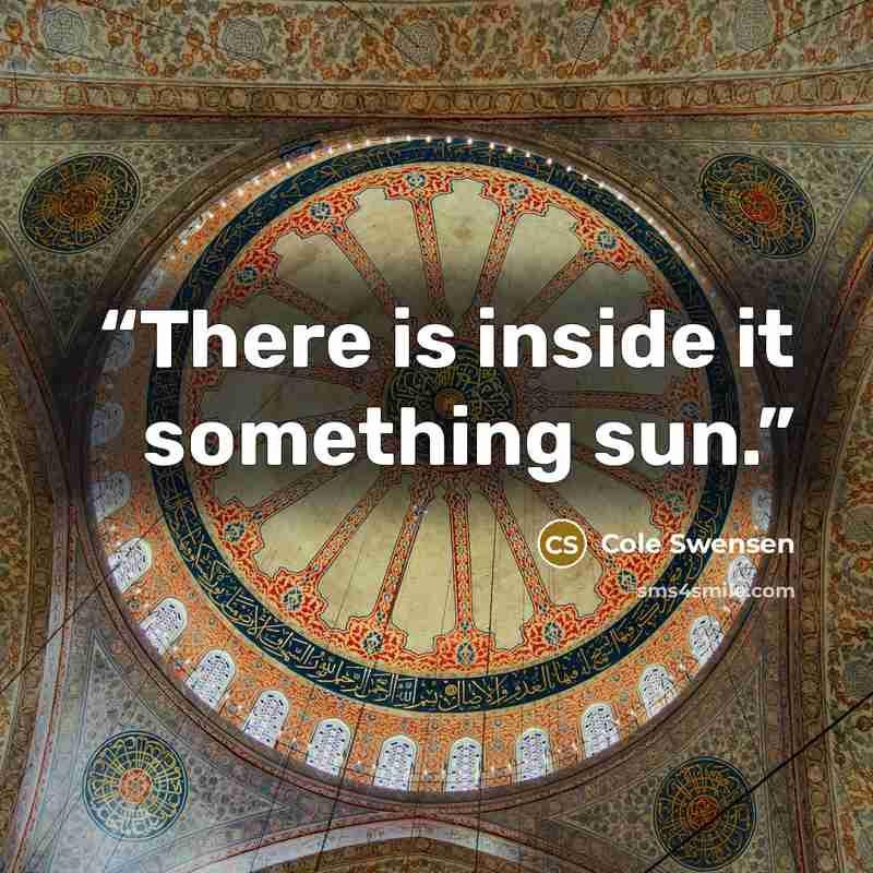 “There is inside it something sun.” quote by Cole Swensen