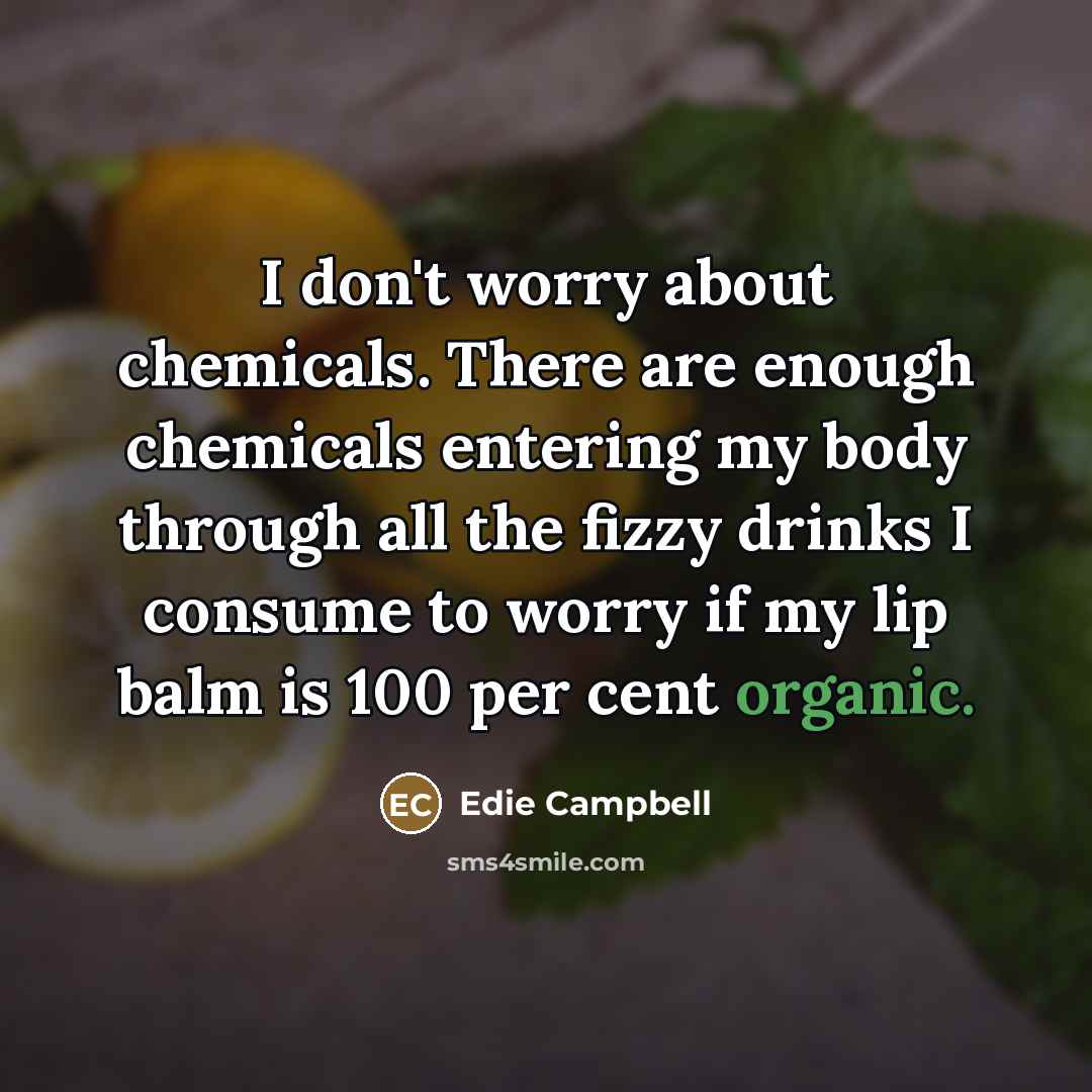 “I don't worry about chemicals. There are enough chemicals entering…” quote by Edie Campbell