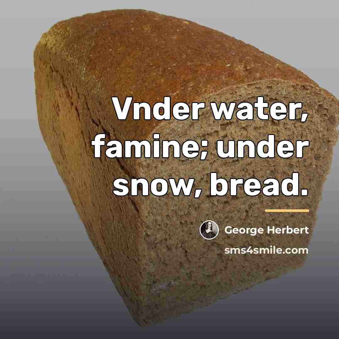 “Vnder water, famine; under snow, bread.…” quote by George Herbert