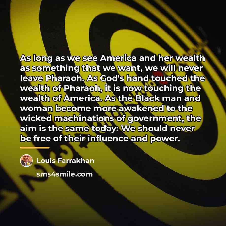 “As long as we see America and her wealth as…” quote by Louis Farrakhan
