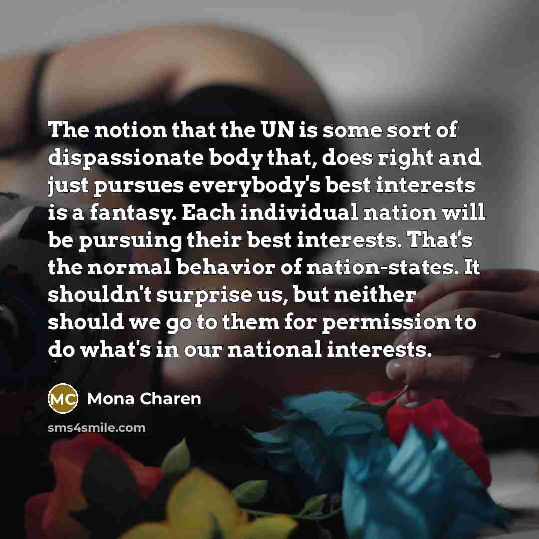 “The notion that the UN is some sort of dispassionate…” quote by Mona Charen