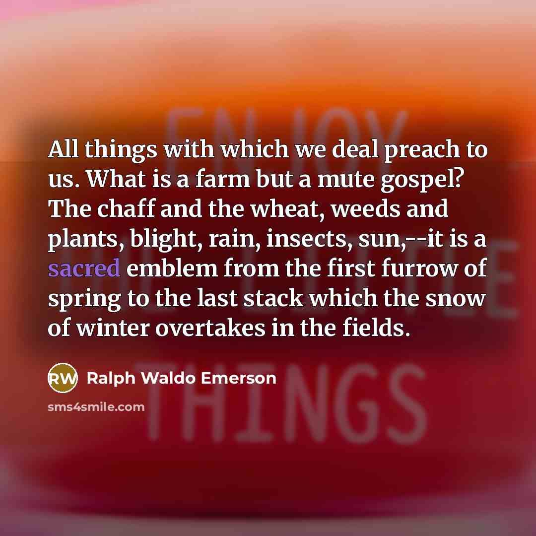 “All things with which we deal preach to us. What…” quote by Ralph Waldo Emerson