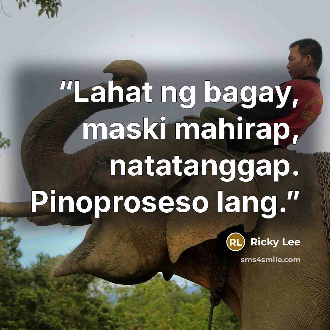“Lahat ng bagay, maski mahirap, natatanggap. Pinoproseso lang.” quote by Ricky Lee