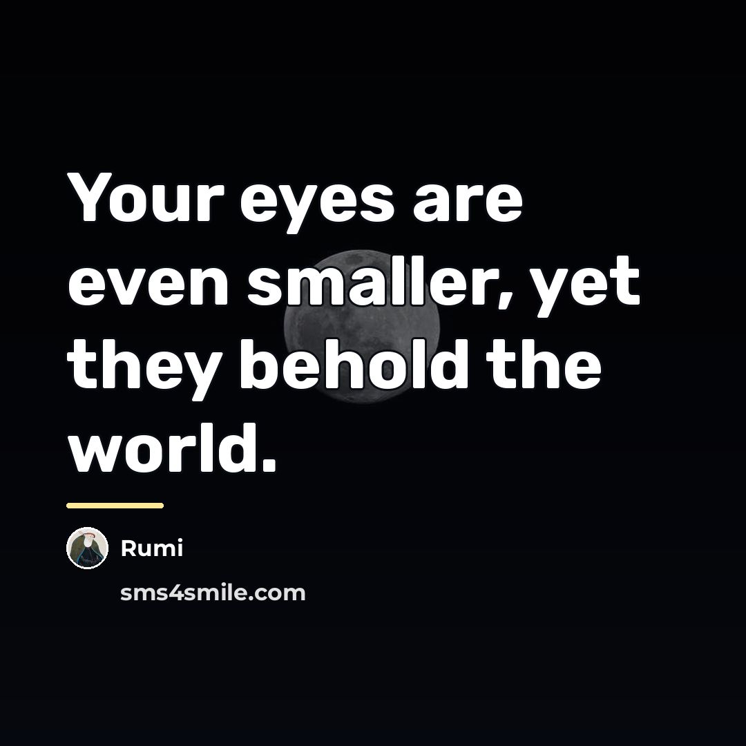 “Your eyes are even smaller, yet they behold the world.…” quote by Rumi