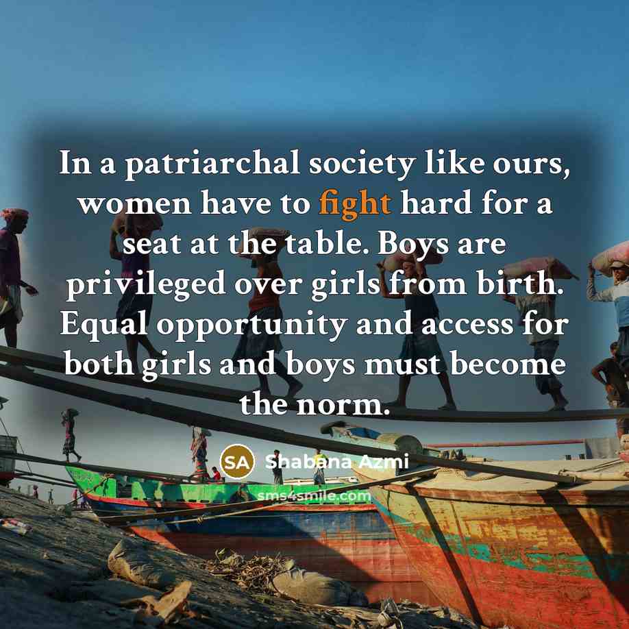 “In a patriarchal society like ours, women have to fight…” quote by Shabana Azmi