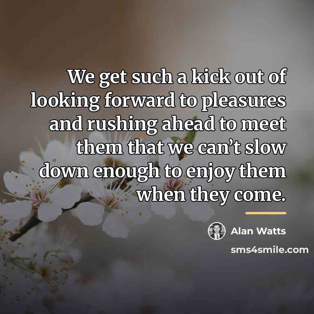“We get such a kick out of looking forward to…” quote by Alan Watts