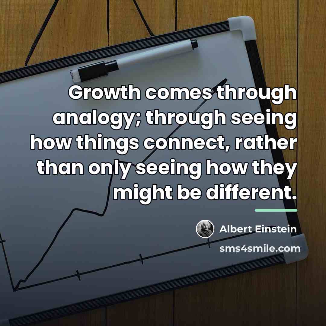 “Growth comes through analogy; through seeing how things connect, rather…” quote by Albert Einstein