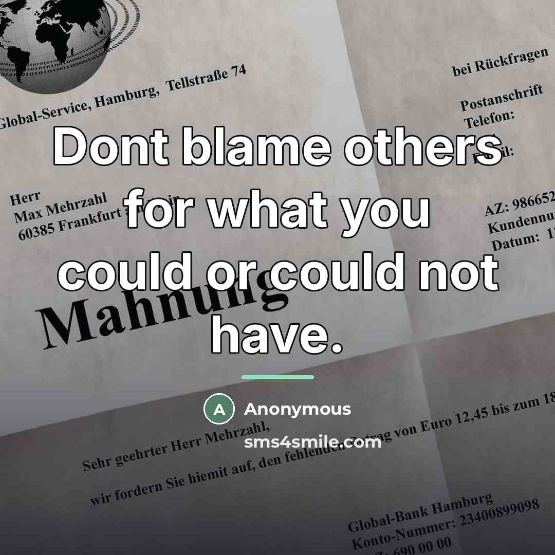 “Dont blame others for what you could or could not…” quote by Anonymous