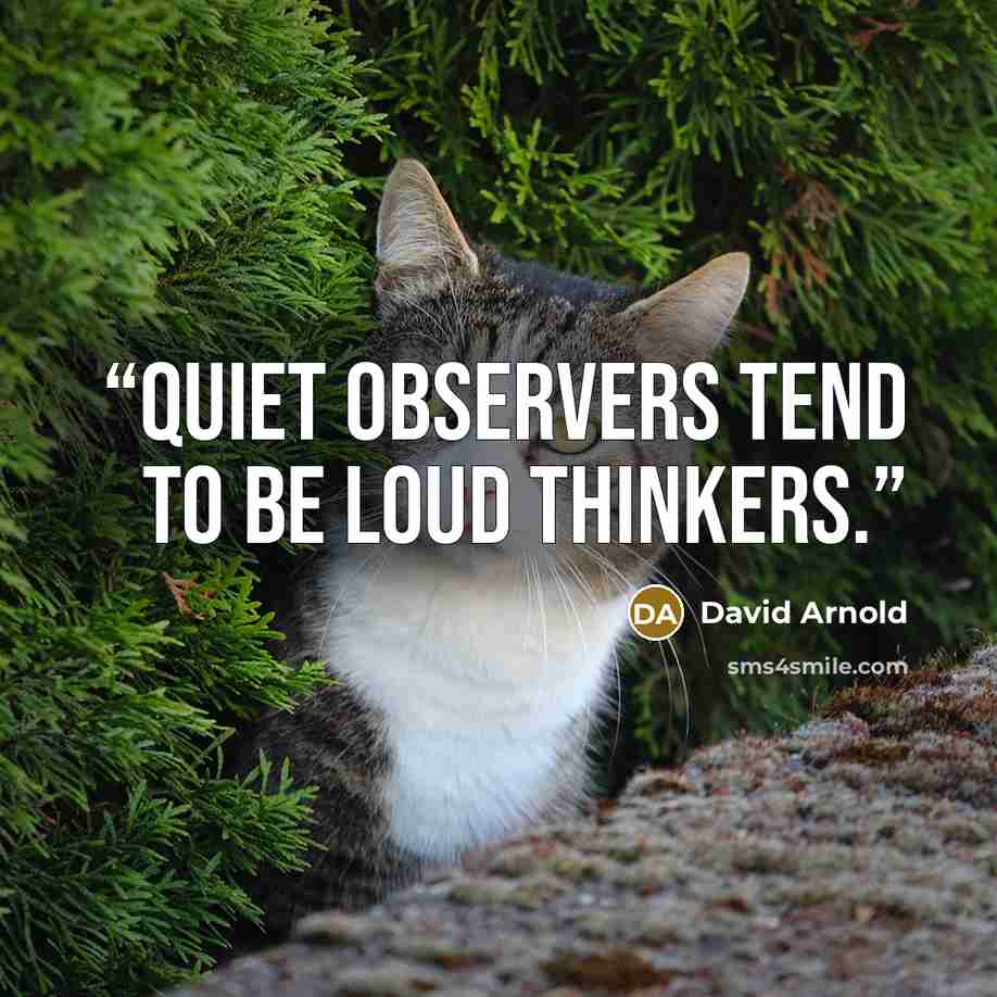 “Quiet observers tend to be loud thinkers.” quote by David Arnold