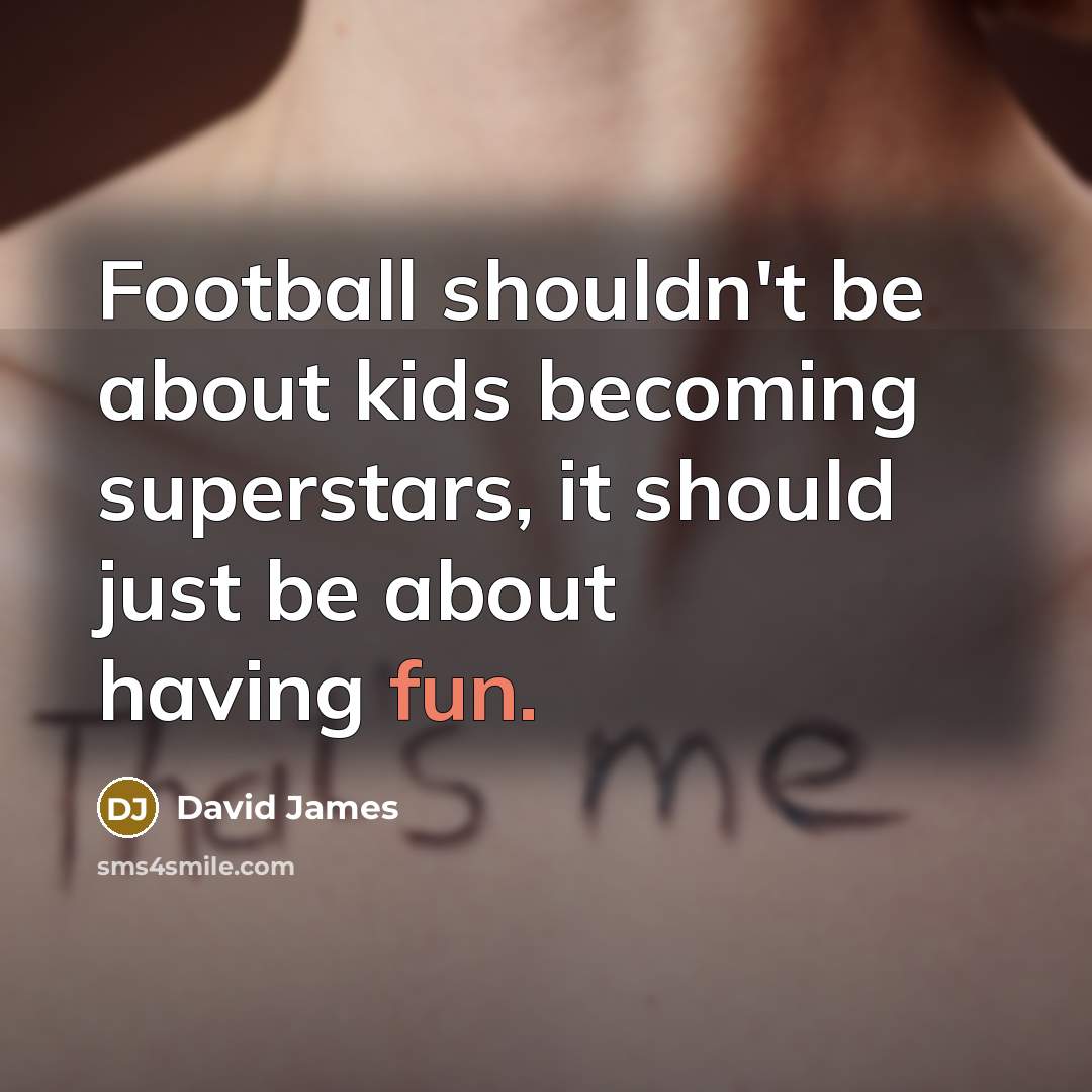 “Football shouldn't be about kids becoming superstars, it should just…” quote by David James