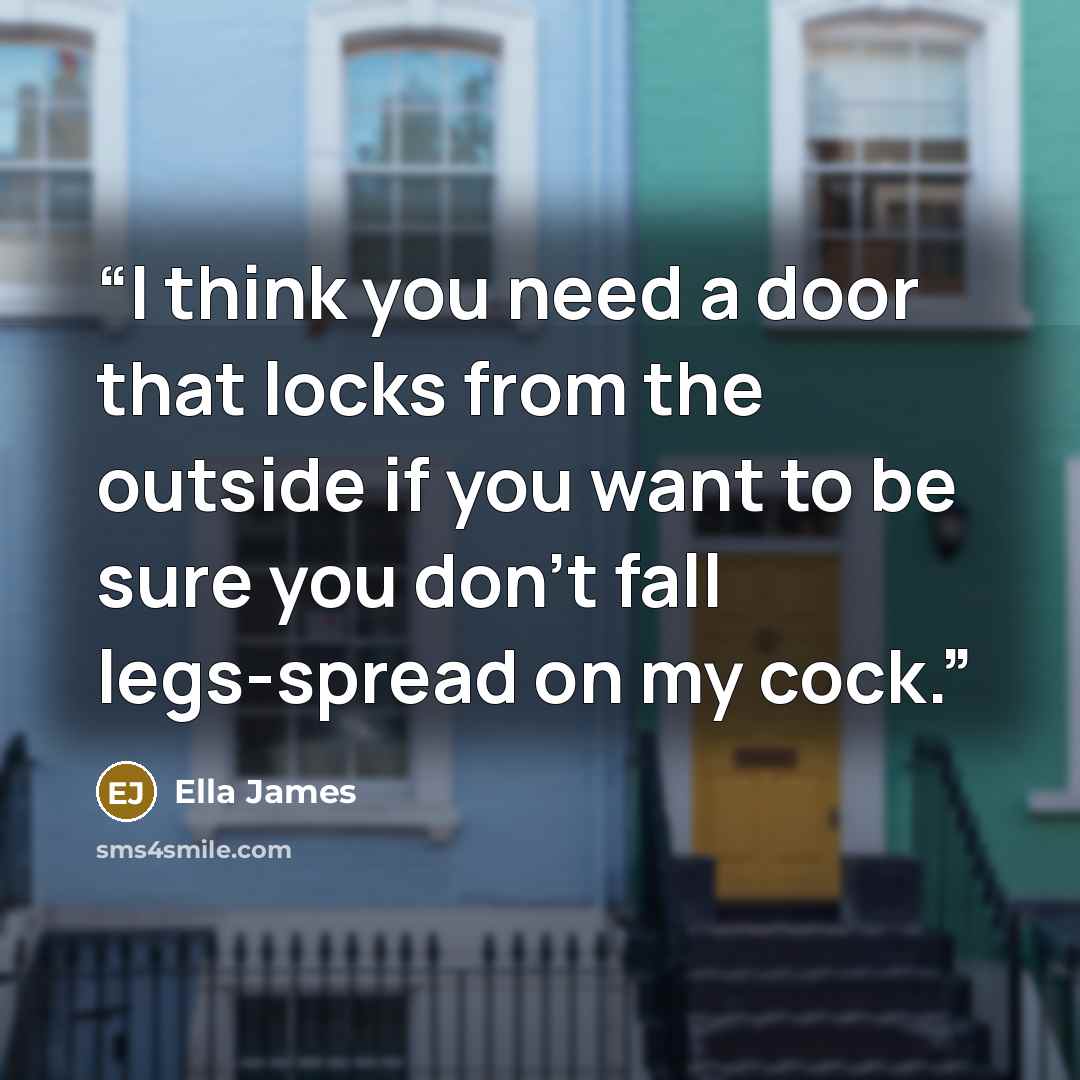 “I think you need a door that locks from the outside if you want to be sure you don’t fall legs-spread on my cock.” quote by Ella James