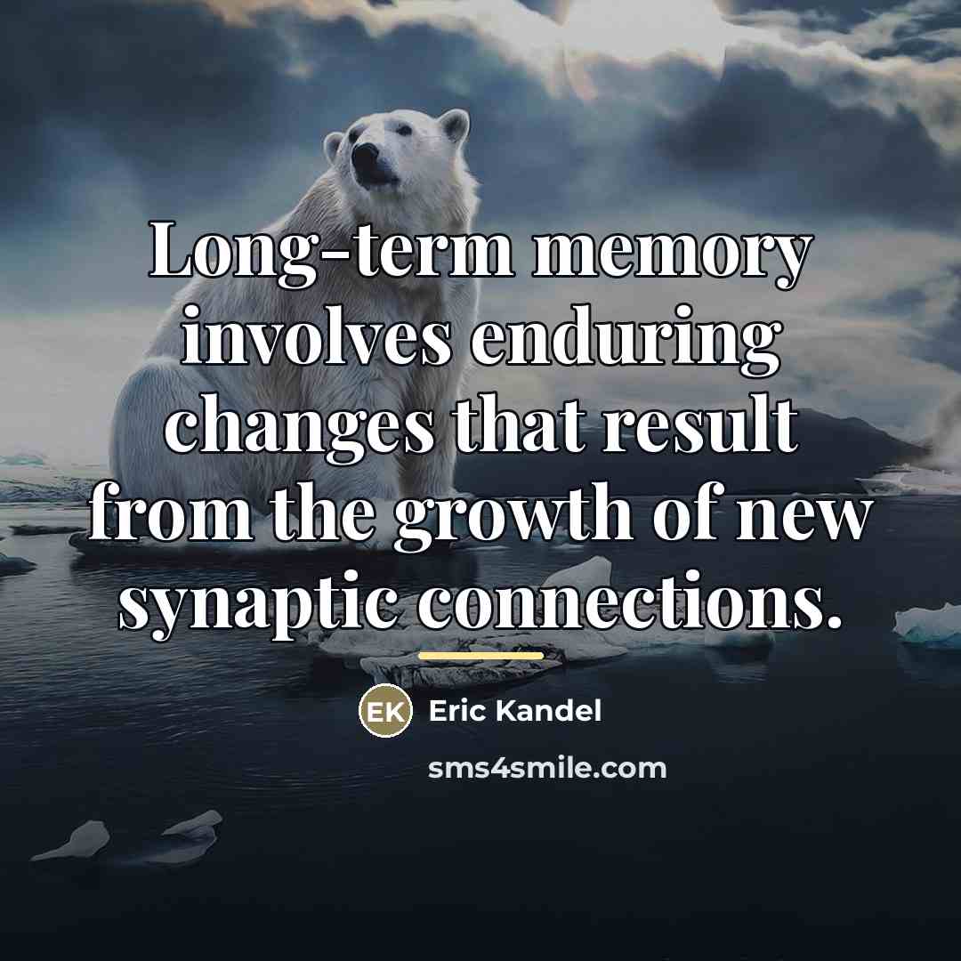 “Long-term memory involves enduring changes that result from the growth…” quote by Eric Kandel