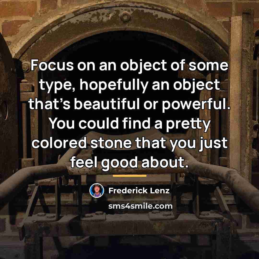 “Focus on an object of some type, hopefully an object…” quote by Frederick Lenz