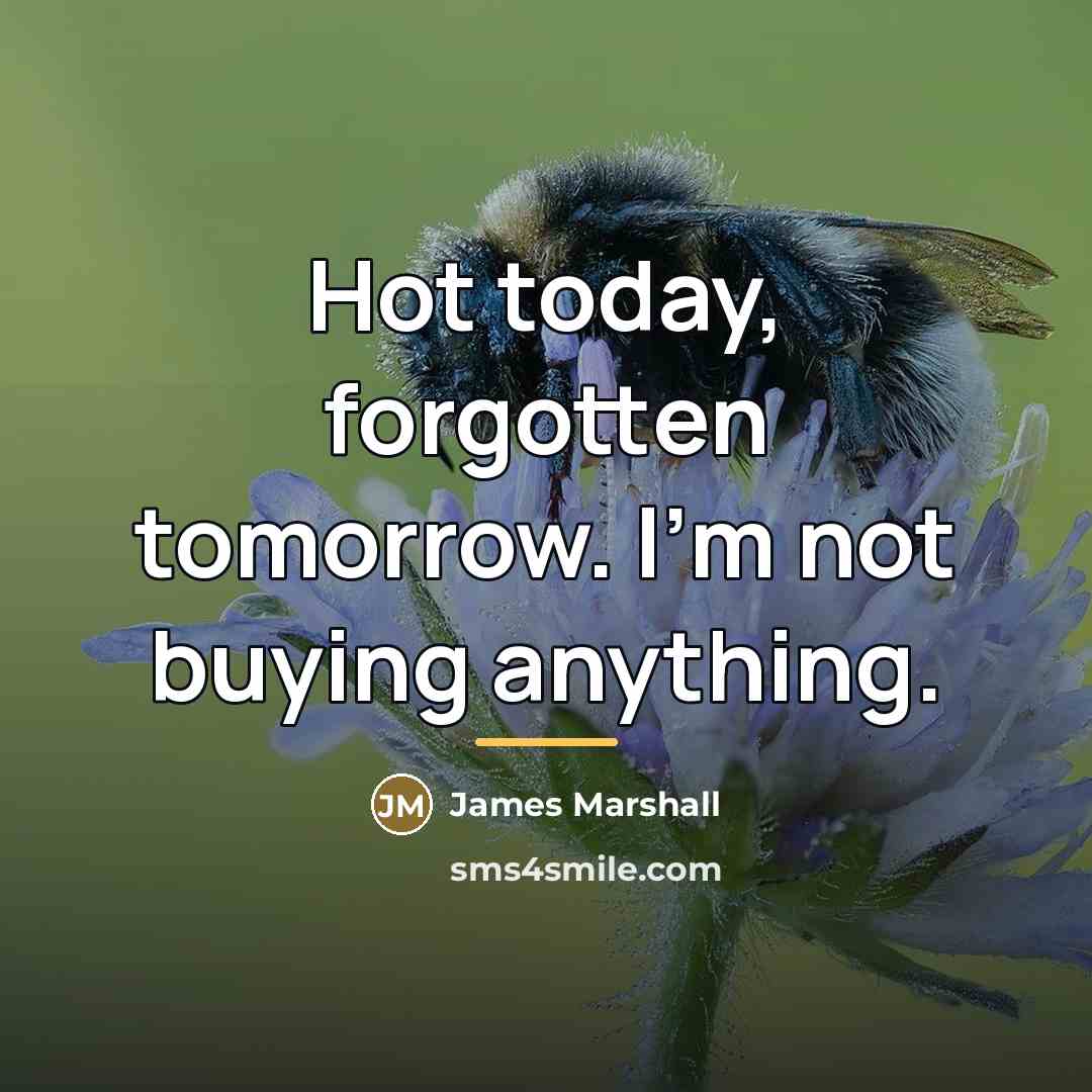 “Hot today, forgotten tomorrow. I'm not buying anything.…” quote by James Marshall