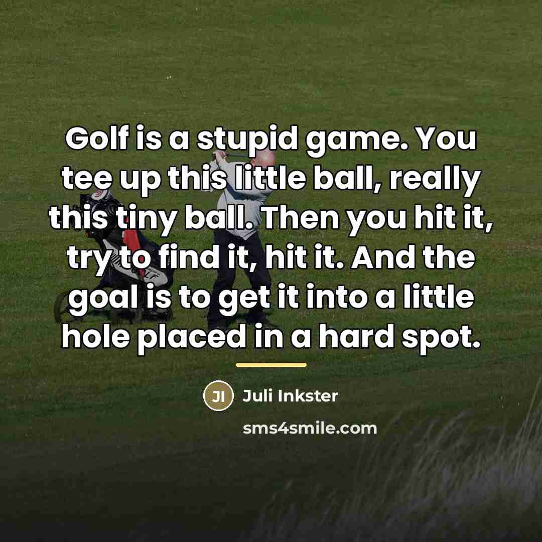 “Golf is a stupid game. You tee up this little…” quote by Juli Inkster