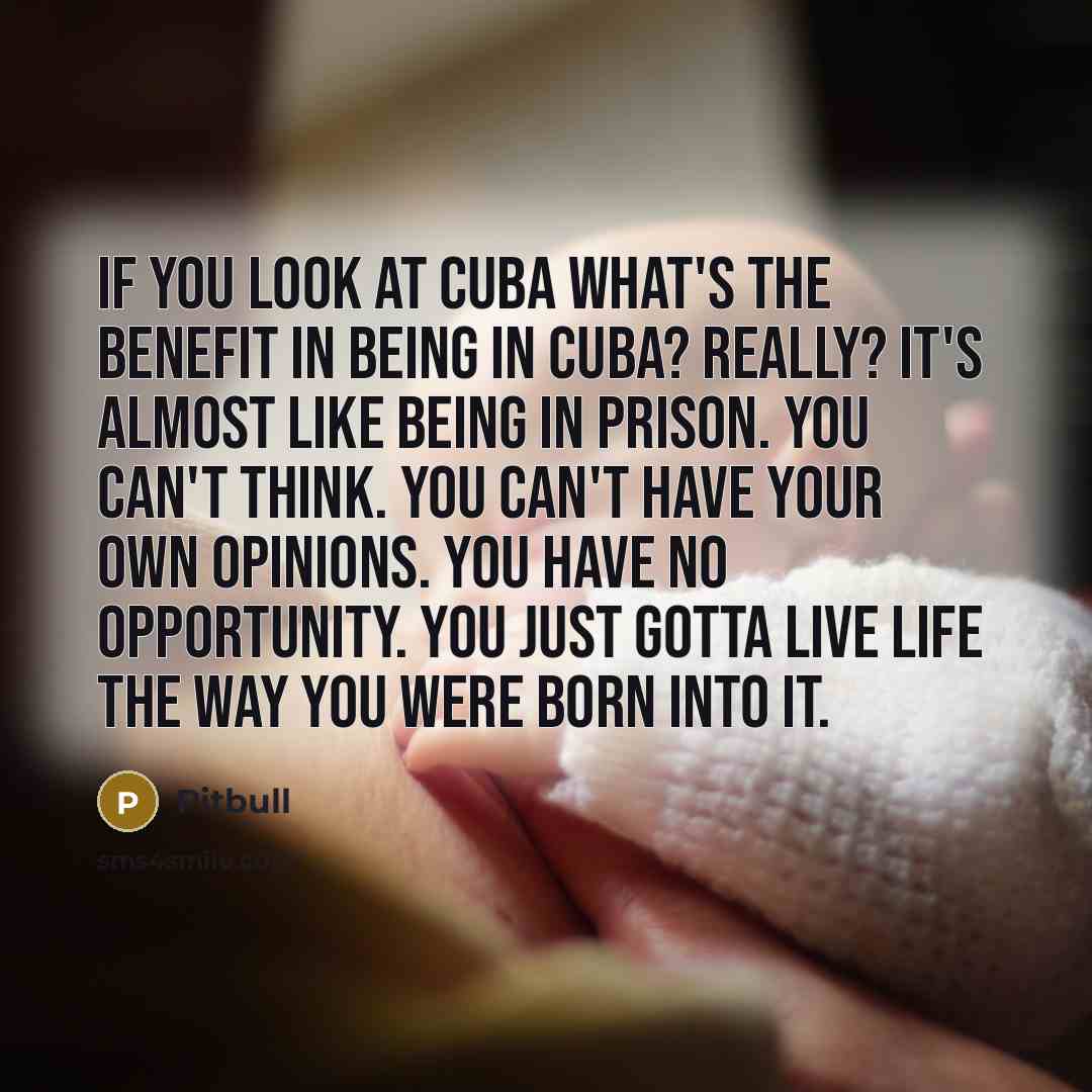 “If you look at Cuba what's the benefit in being…” quote by Pitbull