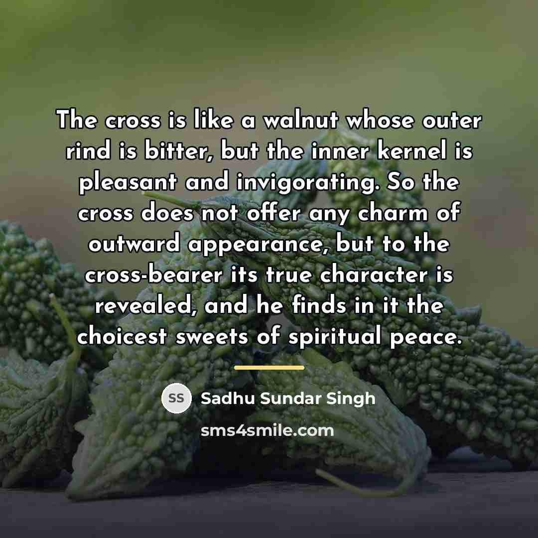 “The cross is like a walnut whose outer rind is…” quote by Sadhu Sundar Singh
