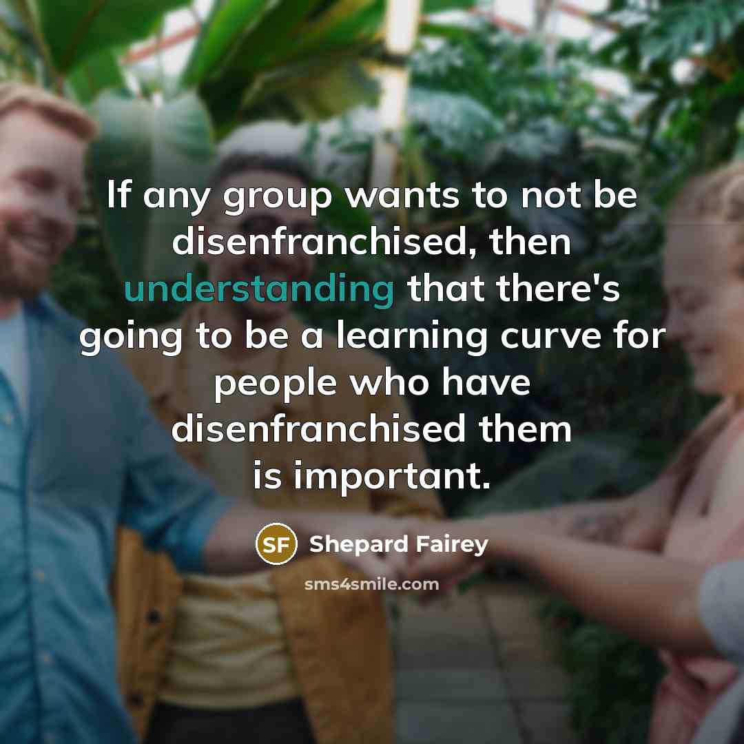 “If any group wants to not be disenfranchised, then understanding…” quote by Shepard Fairey