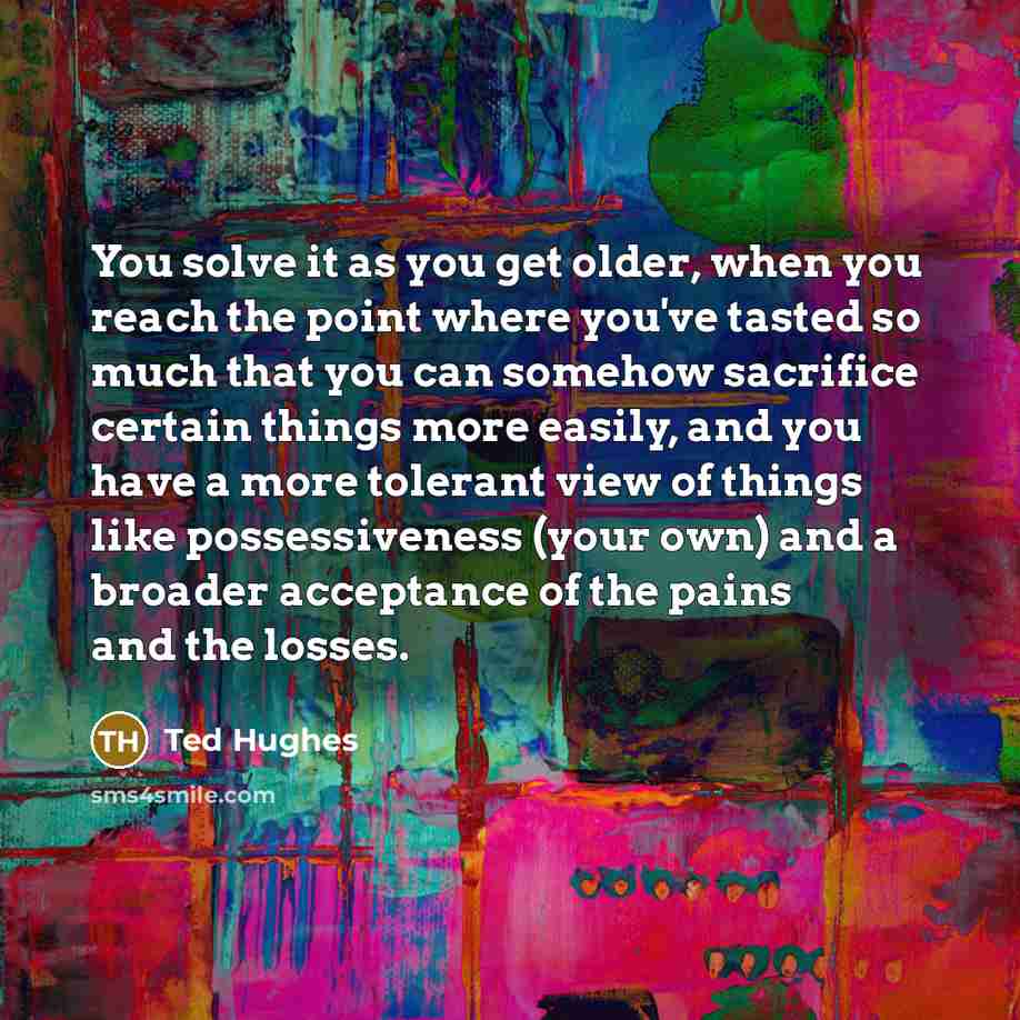 “You solve it as you get older, when you reach…” quote by Ted Hughes