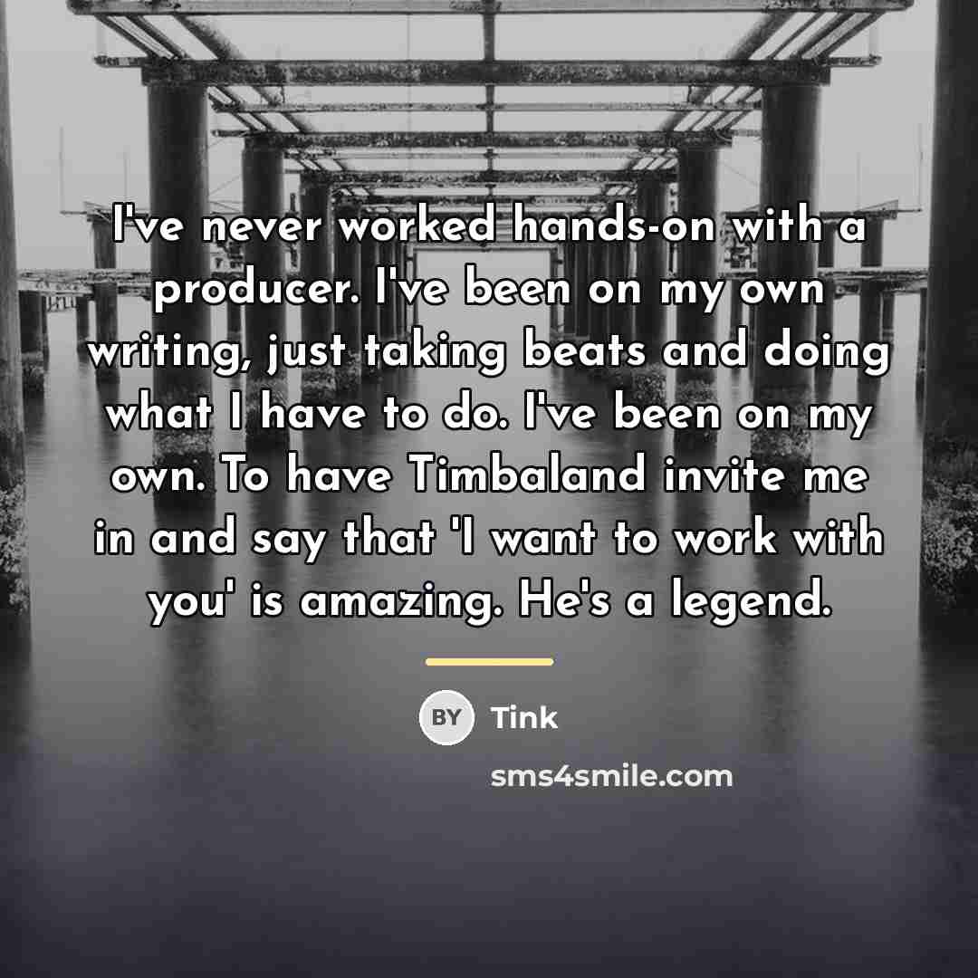 “I've never worked hands-on with a producer. I've been on…” quote by Tink