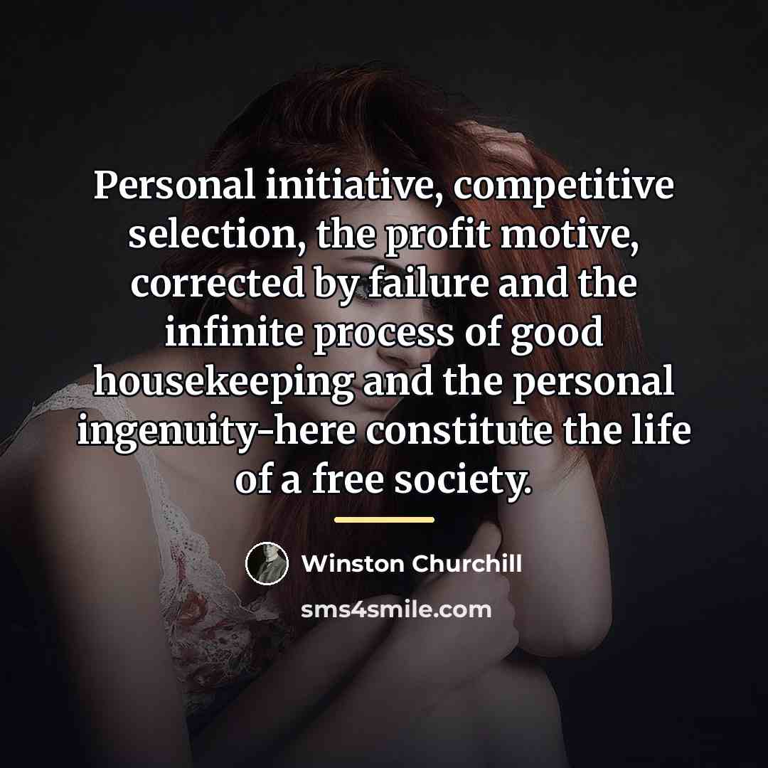 “Personal initiative, competitive selection, the profit motive, corrected by failure…” quote by Winston Churchill