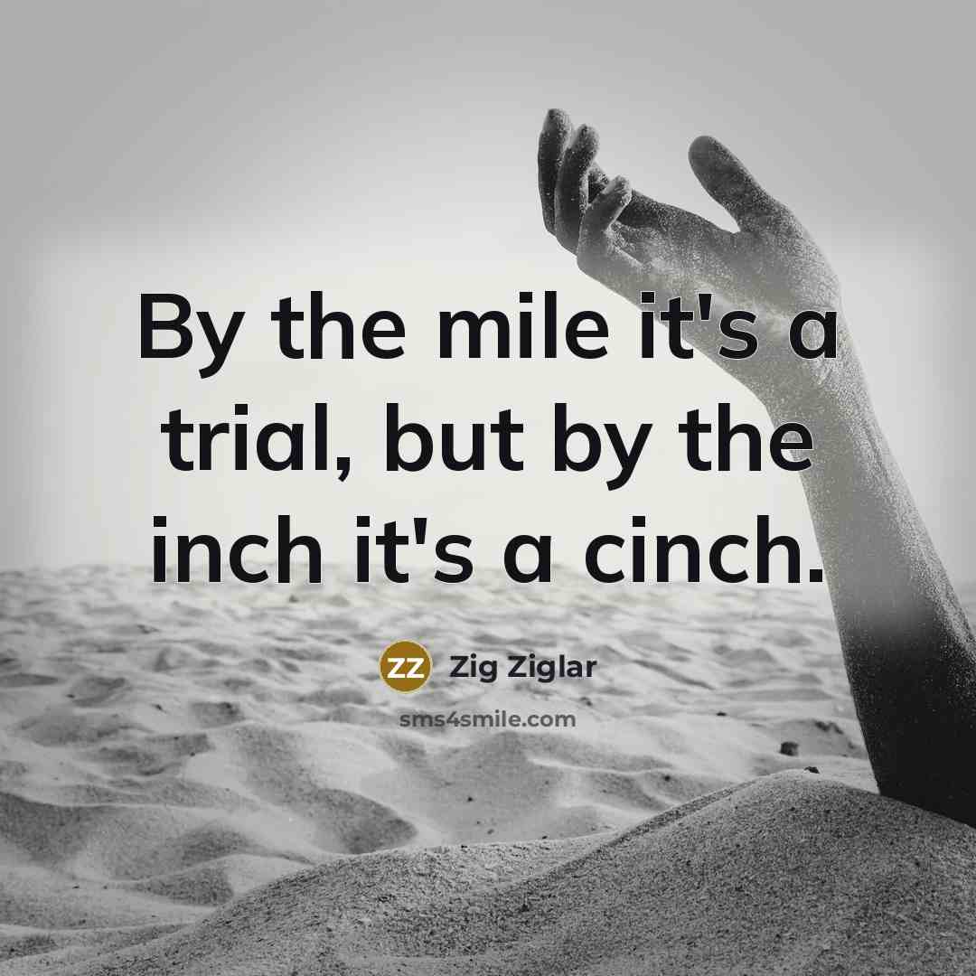 “By the mile it's a trial, but by the inch…” quote by Zig Ziglar