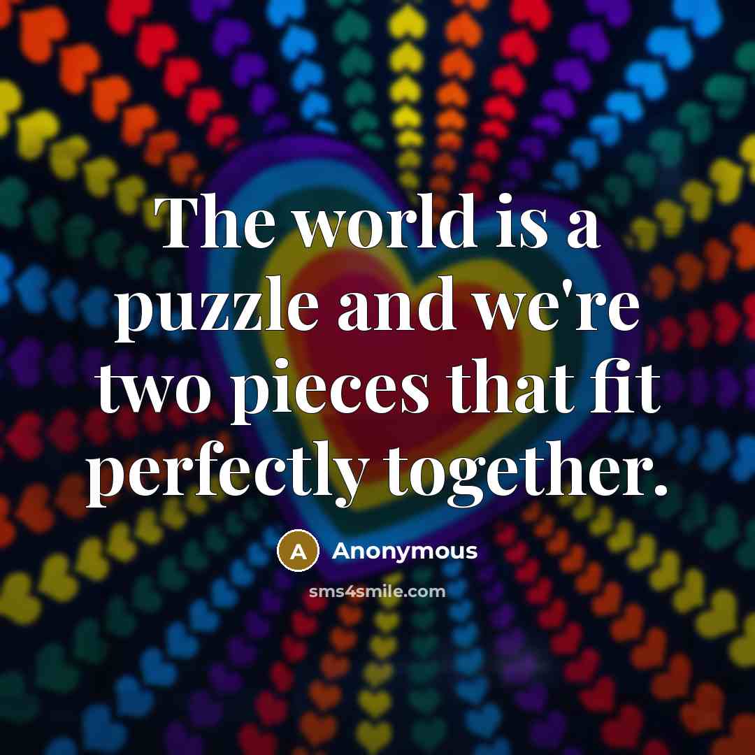 “The world is a puzzle and we're two pieces that…” quote by Anonymous