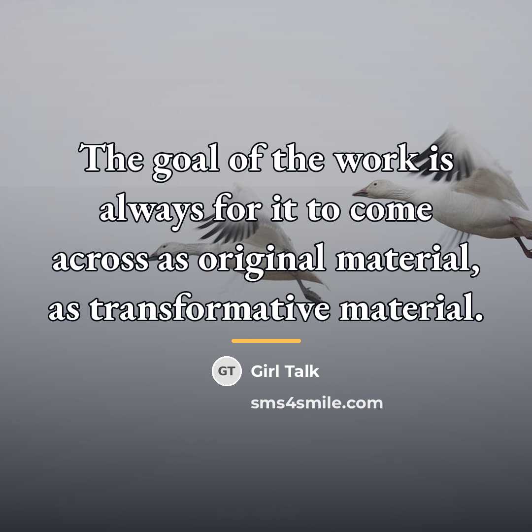 “The goal of the work is always for it to…” quote by Girl Talk