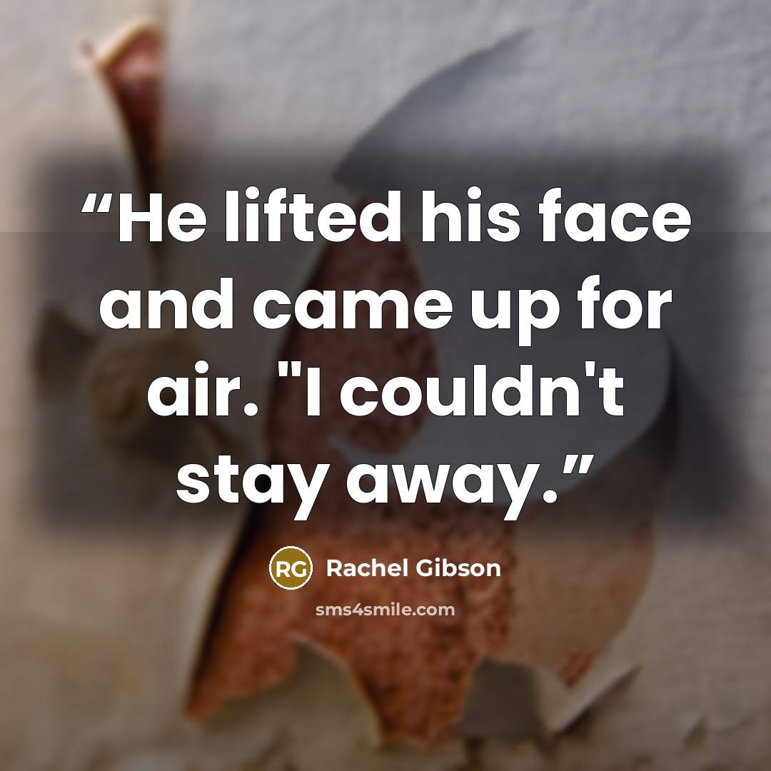 “He lifted his face and came up for air. "I couldn't stay away.” quote by Rachel Gibson