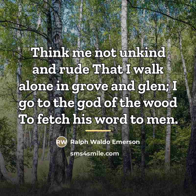 “Think me not unkind and rude That I walk alone…” quote by Ralph Waldo Emerson