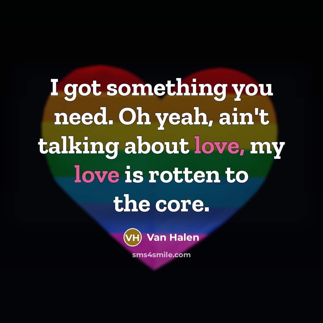 “I got something you need. Oh yeah, ain't talking about…” quote by Van Halen