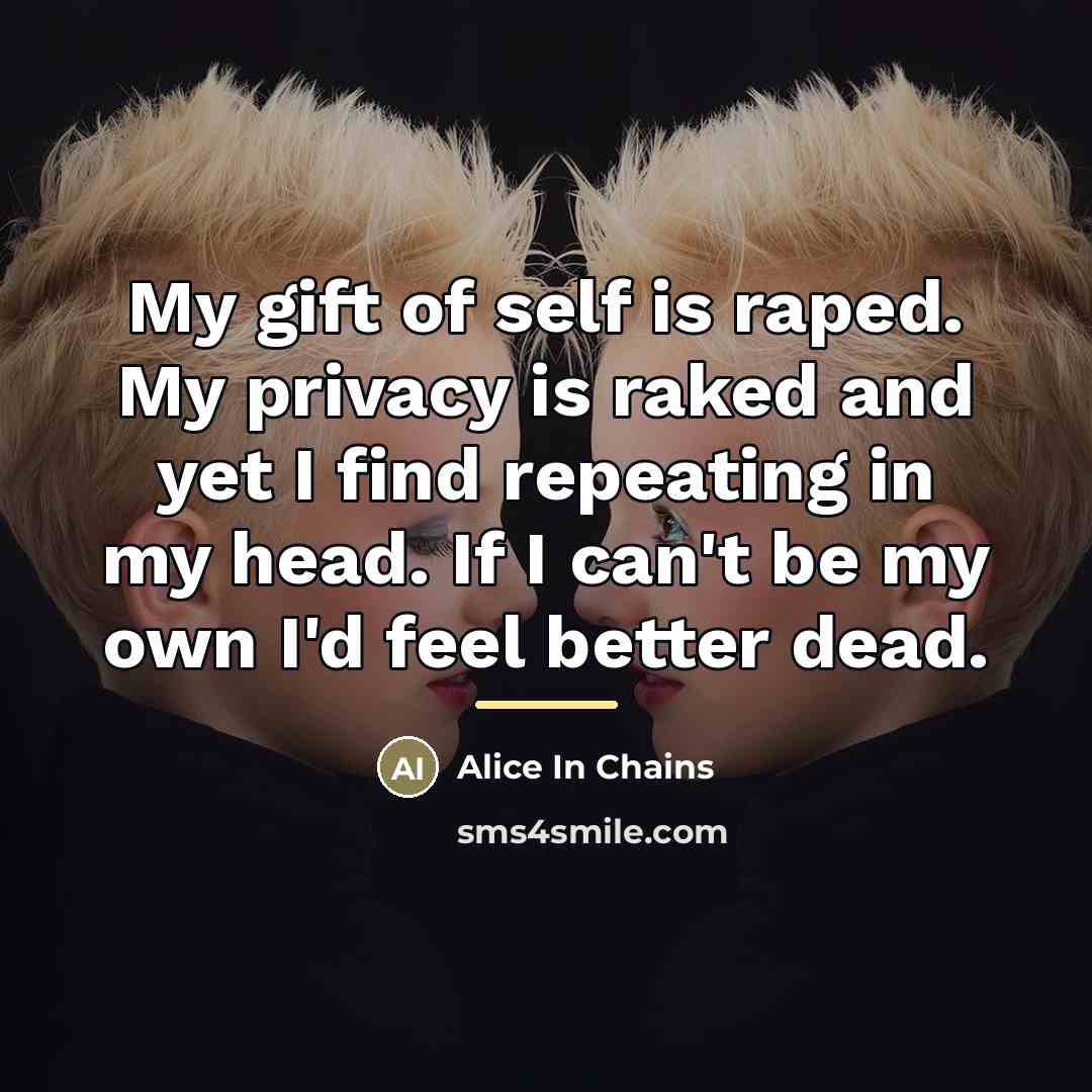 “My gift of self is raped. My privacy is raked…” quote by Alice In Chains
