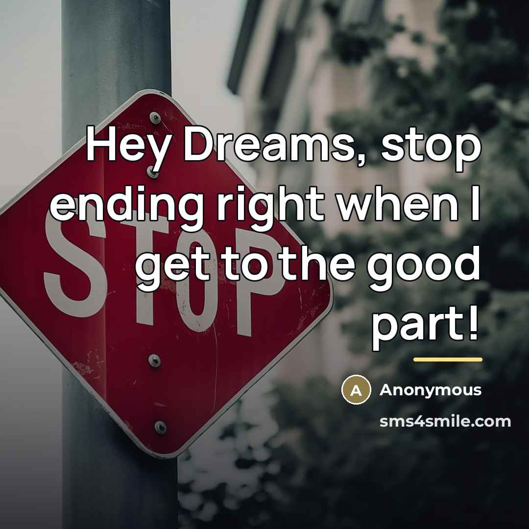 “Hey Dreams, stop ending right when I get to the…” quote by Anonymous