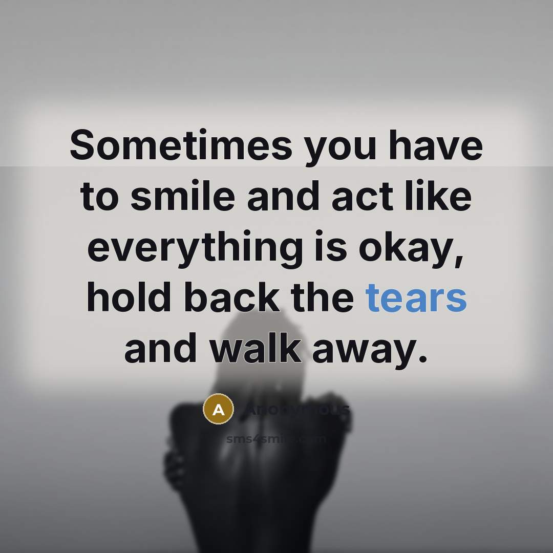 “Sometimes you have to smile and act like everything is…” quote by Anonymous