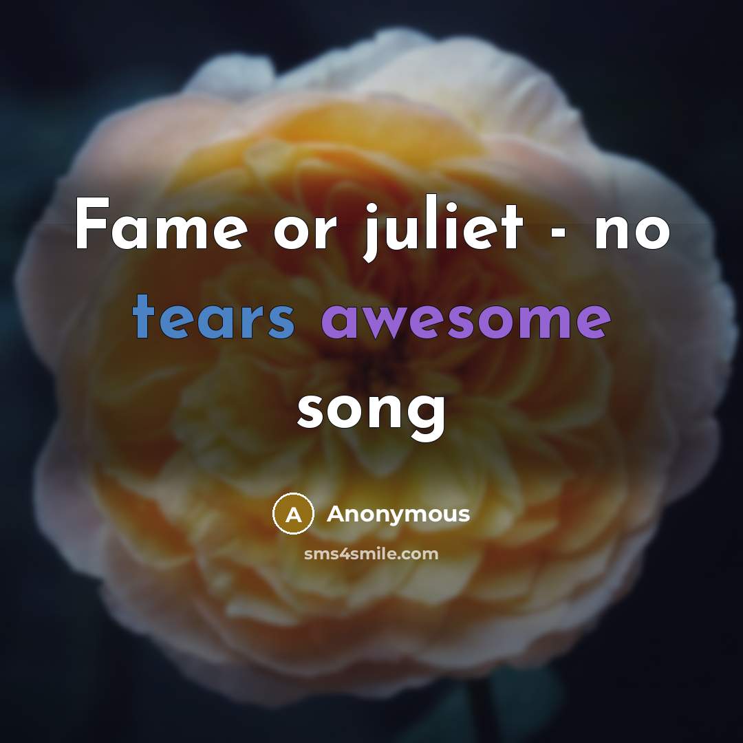“Fame or juliet - no tears awesome song” quote by Anonymous