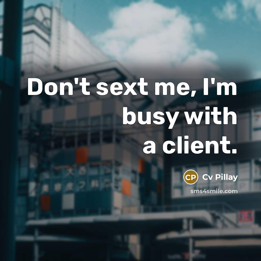 “Don't sext me, I'm busy with a client.” quote by Cv Pillay