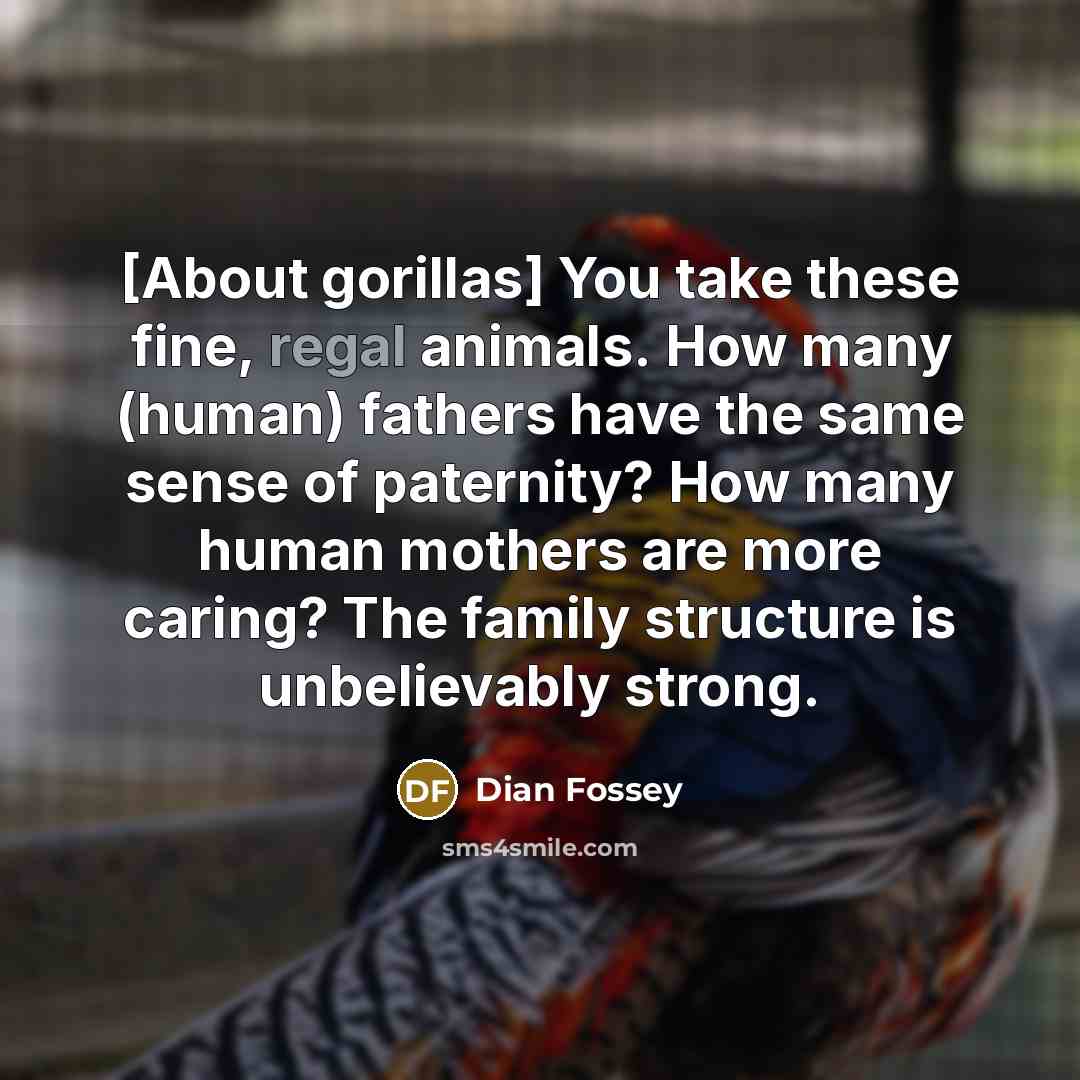 “[About gorillas] You take these fine, regal animals. How many…” quote by Dian Fossey