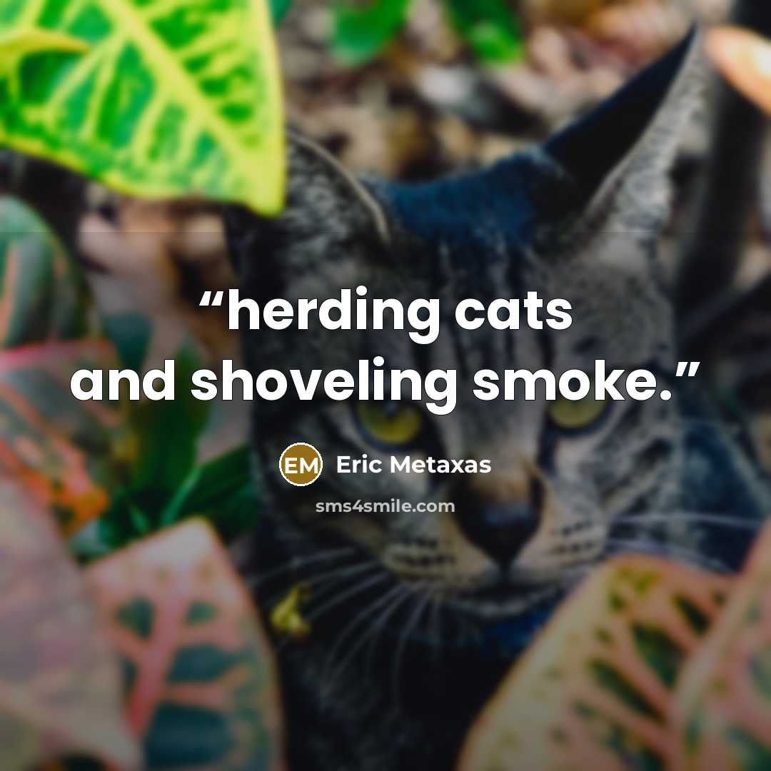“herding cats and shoveling smoke.” quote by Eric Metaxas
