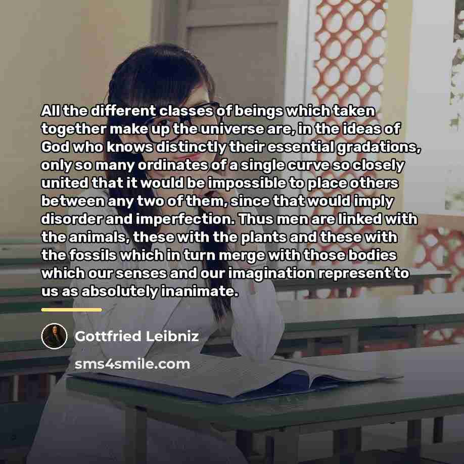 “All the different classes of beings which taken together make…” quote by Gottfried Leibniz