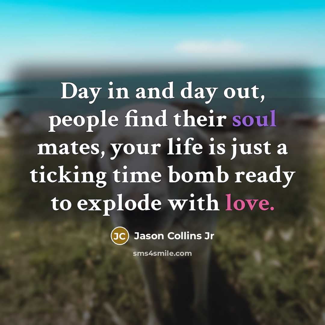 “Day in and day out, people find their soul mates, your life is just a ticking time bomb ready to explode with love.” quote by Jason Collins Jr