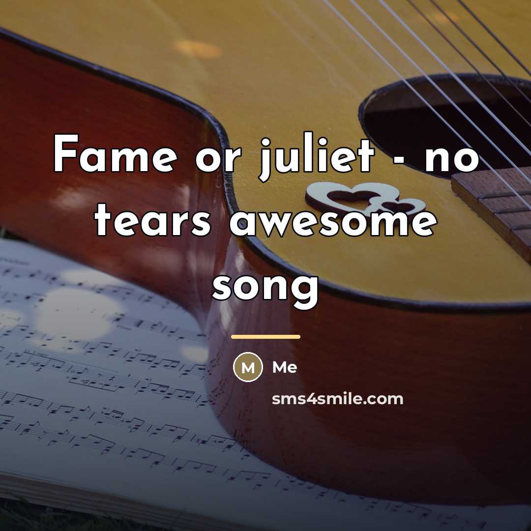 “Fame or juliet - no tears awesome song…” quote by Me